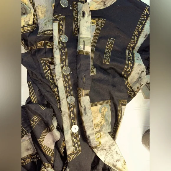 Jennifer Jeffries Women's Asian Sz 4 Short Sleeved Tunic Top Excellent Cond. - Picture 5 of 6